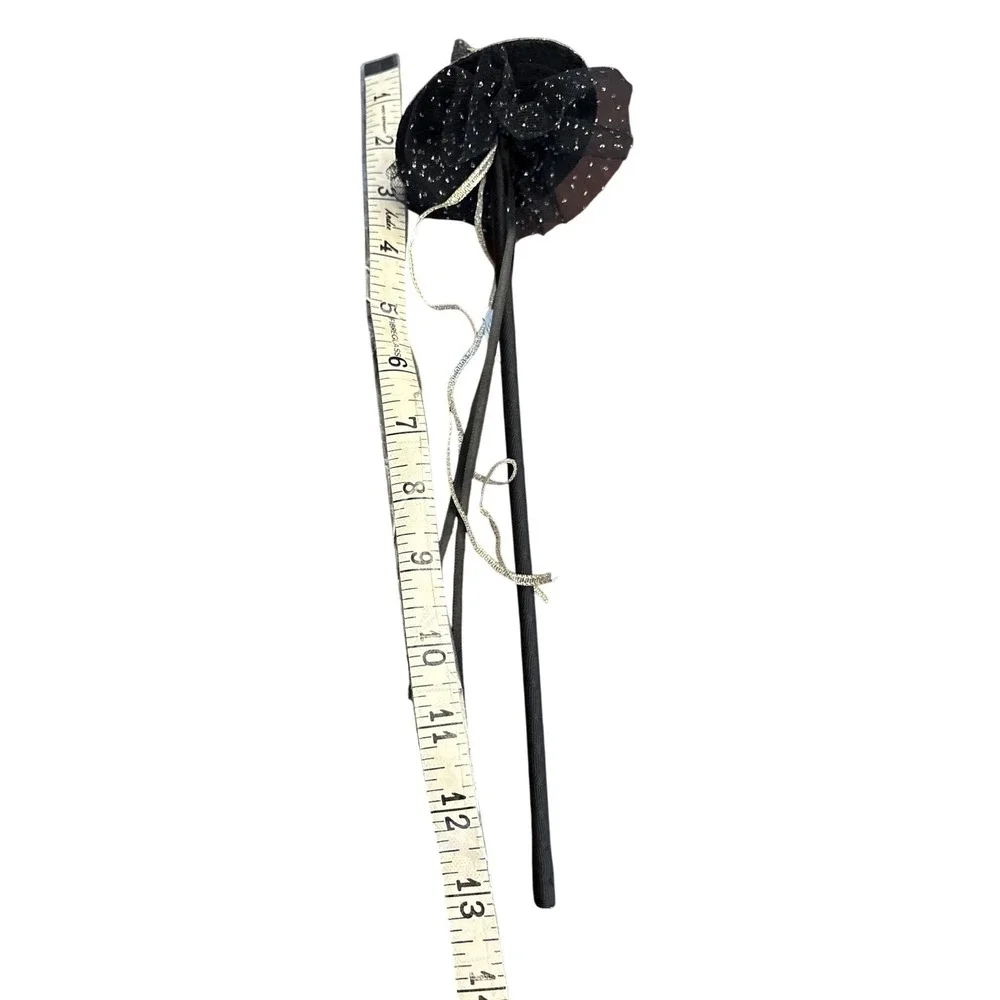Pink Poppy Witch Hat Wand Black Glitter Stars Tulle Ribbon Halloween Costume NEW